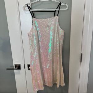 by CHAPTER Sequin WHITE / Pink Dress Womens Medium M Sleeveless NWT STRAPS